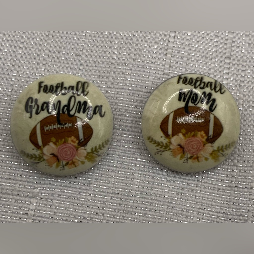 Football Grandma Football Mom Snap Button Charms - Set Of 2 8$